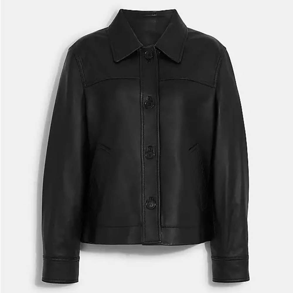 Coach leather jacket cropped lamb leather